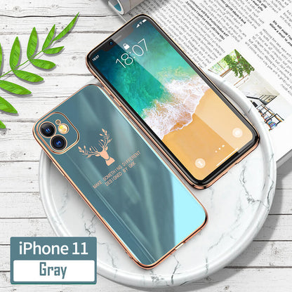 (Free Gift: Tempered Glass)Luxury Plating Deer Pattern iPhone Case - Dealggo.com