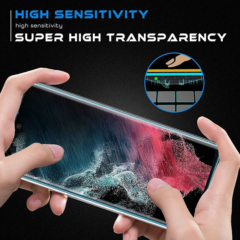 2022 Upgraded [2+2 Pack] Samsung Galaxy S22 Ultra 5G Screen Protector, 9H Tempered Glass, Ultrasonic Fingerprint Support, 3D Curved, HD Clear Scratch