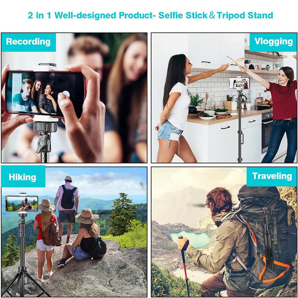 67" Phone Tripod&Selfie Stick, Camera Tripod Stand with Wireless Remote and Phone Holder, Perfect for Selfies/Video Recording/Live Streaming