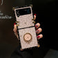 Luxury Brand Camellia Gold Plating Square Case For Samsung Galaxy Z Flip4 Flip3 5G