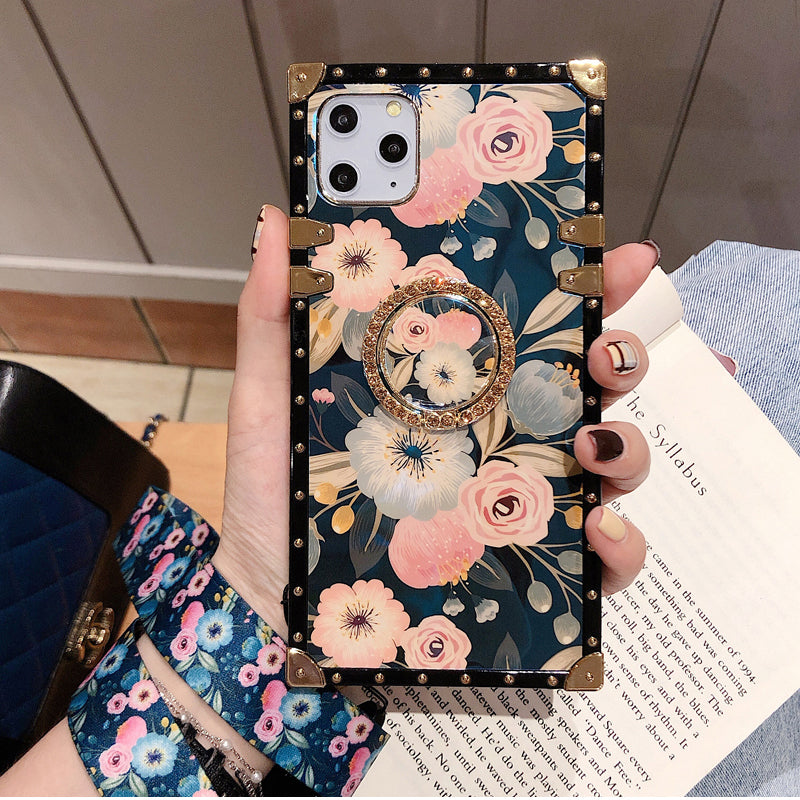 French Style Flower Lanyard Ring Phone Case for iPhone - Dealggo.com