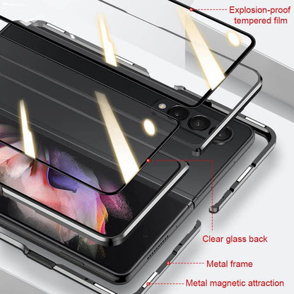 Magnetic Metal Anti-fall Clear Protective Case For Samsung Galaxy Z Fold4 Fold3 5G