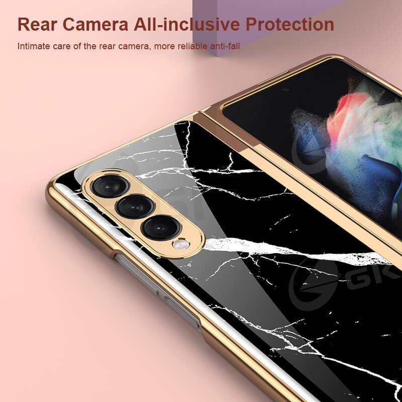 Natural Marble Glass Case For Samsung Galaxy Z Fold 3 5G - GiftJupiter