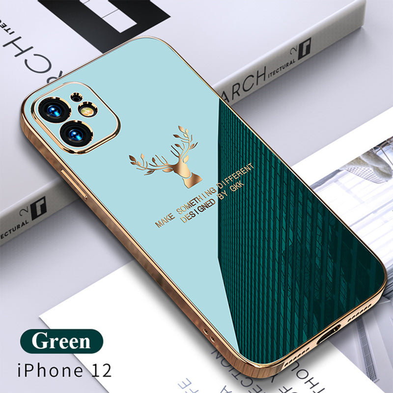 2021 Luxury Plating Deer Pattern Phone Case For iPhone 12, 11, X, 8, 7, SE Series - Dealggo.com