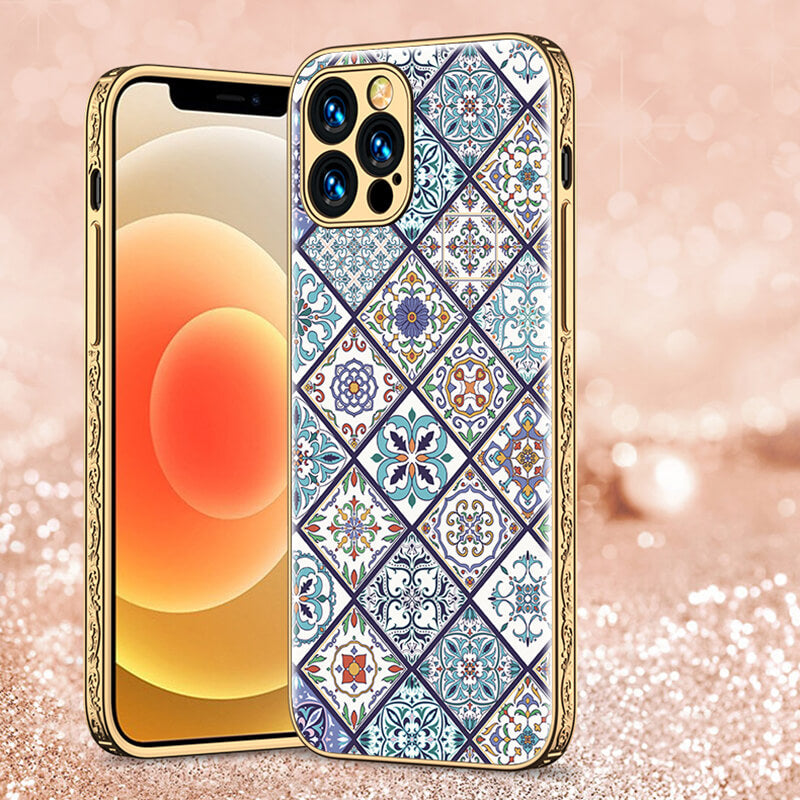 Boho-chic metal glass iphone case
