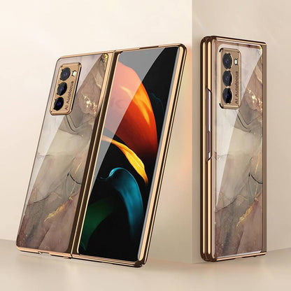 Luxury Plating Glass Case Anti-knock Protective Hard Edge Cover For Samsung Galaxy Z Fold 2 5G - GiftJupiter