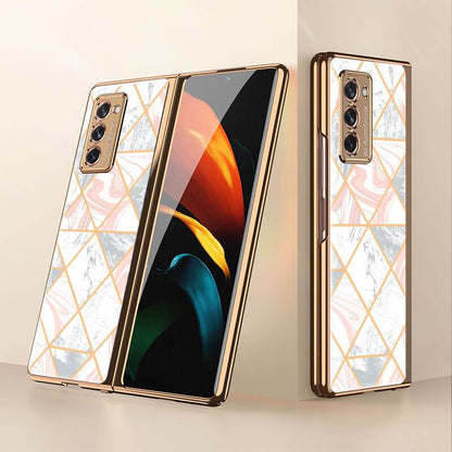 Luxury Plating Glass Case Anti-knock Protective Hard Edge Cover For Samsung Galaxy Z Fold 2 5G - GiftJupiter