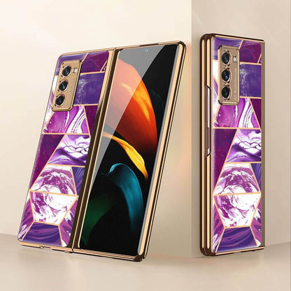 Luxury Plating Glass Case Anti-knock Protective Hard Edge Cover For Samsung Galaxy Z Fold 2 5G - GiftJupiter