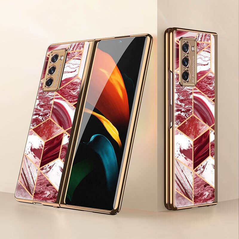 Luxury Plating Glass Case Anti-knock Protective Hard Edge Cover For Samsung Galaxy Z Fold 2 5G - GiftJupiter