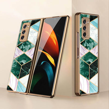 Luxury Plating Glass Case Anti-knock Protective Hard Edge Cover For Samsung Galaxy Z Fold 2 5G - GiftJupiter