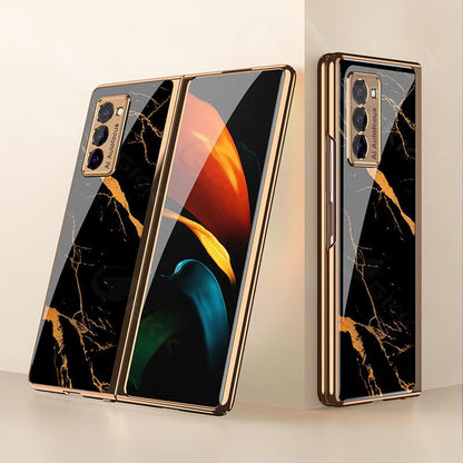 Luxury Plating Glass Case Anti-knock Protective Hard Edge Cover For Samsung Galaxy Z Fold 2 5G - GiftJupiter