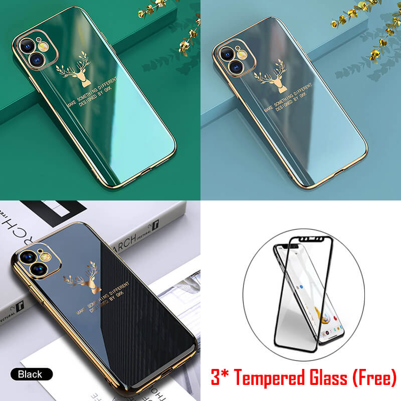 (Free Gift: Tempered Glass)Luxury Plating Deer Pattern iPhone Case - Dealggo.com