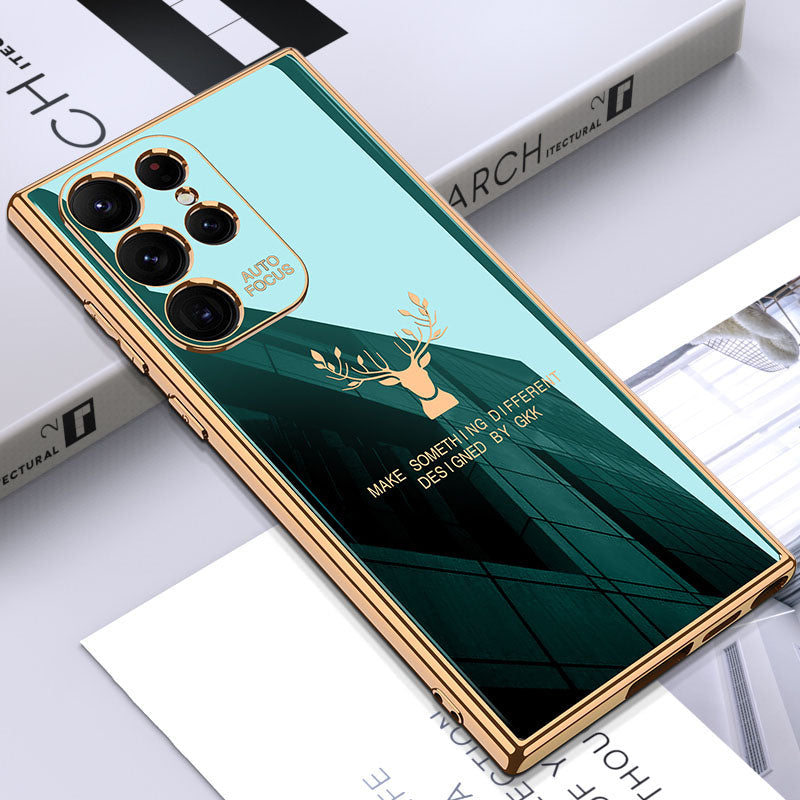2022 Luxury Deer Pattern Camera All-inclusive Electroplating Process Case For Samsung S22 S21 Series pphonecover