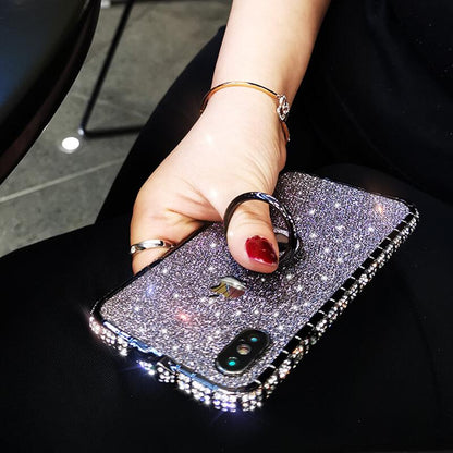 Diamond High Quality Line Black Glitter Ring Phone Case For iPhone - Dealggo.com