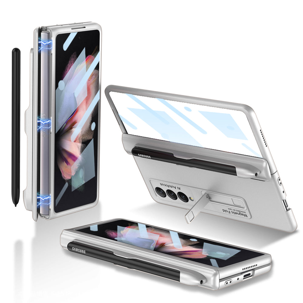 Magnetic Hinge Metal Holder Screen Protector S Pen Slot Case for Samsung Galaxy Z Fold3