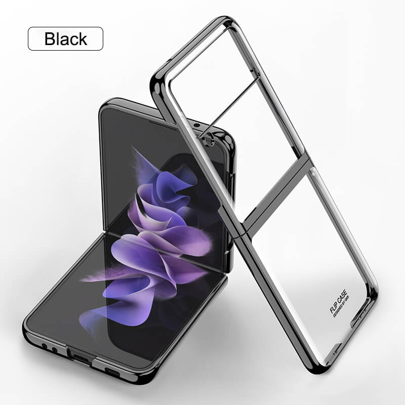 Plating Frame Transparent Back Hard Shockproof Full Protection Cover for Samsung Galaxy Z Flip3 5G - Dealggo.com