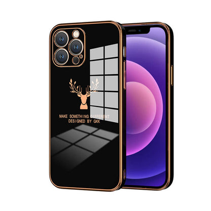 Luxury Plating Deer iPhone Case For 13, 12, 11, XS MAX, XR, XS, X, 8, 7, SE Series