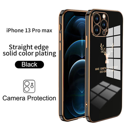 Luxury Plating Deer iPhone Case For 13, 12, 11, XS MAX, XR, XS, X, 8, 7, SE Series