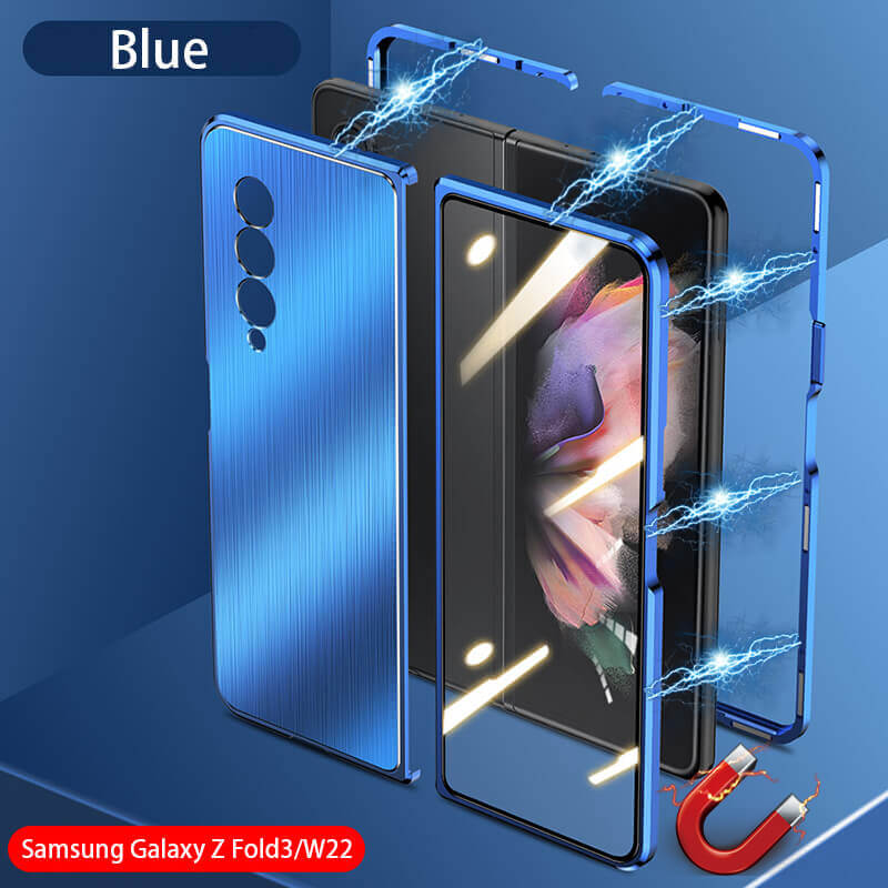 Privacy Magnetic Brushed Metal Anti-Fall Case for Samsung Galaxy Z Fold3 5G