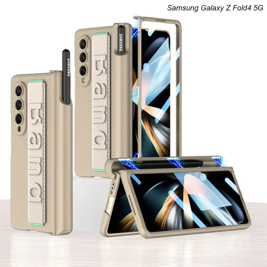 Magnetic Hinged Wristband Case with S Pen Slot for Samsung Galaxy Z Fold4 Fold3