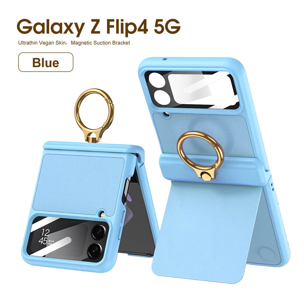 Magnetic Leather Hinge Ring Bracket Case For Samsung Galaxy Z Flip4 5G - GiftJupiter