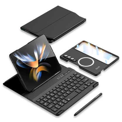 Bluetooth 3.0 Keyboard Magnetic All-inclusive Leather Cover For Samsung Galaxy Z Fold3 Fold4 5G Come With keyboard+Holster Bracket+Phone Case+Capacitive Pen