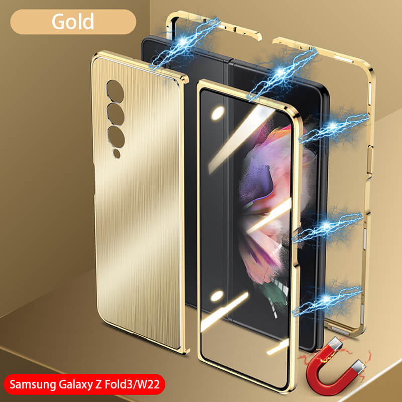 Privacy Magnetic Brushed Metal Anti-Fall Case for Samsung Galaxy Z Fold3 5G