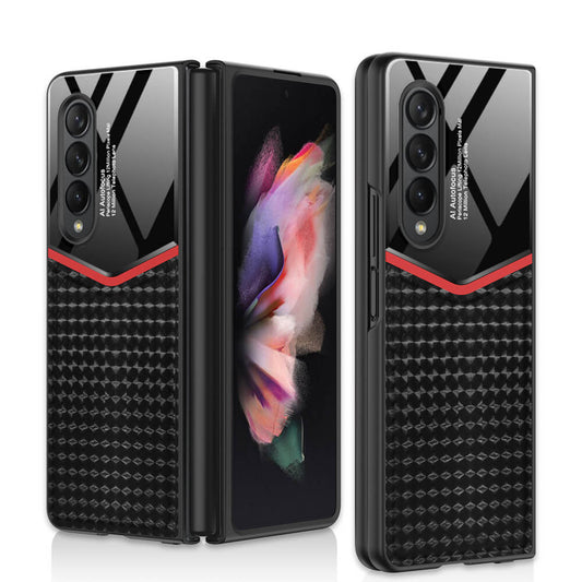 Dealggo | Ultra-thin plain leather luxury business Tempered Glass Case for Samsung Galaxy Z Fold3 5G