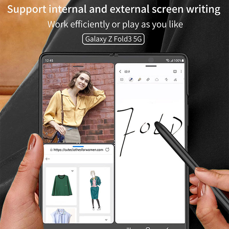 Luxury Braided Leather Cover With Pen Slot For Samsung Galaxy Z Fold 3 5G pphonecover