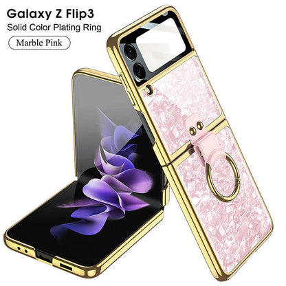 Luxury Plating Frame Anti-knock Protection Glass Case For Samsung Galaxy Z Flip4 Flip3