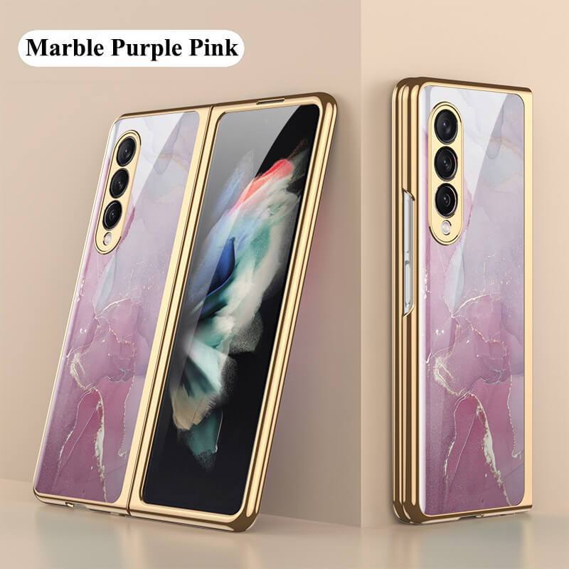 Marble Glass Case For Samsung Galaxy Z Fold 3 5G - GiftJupiter