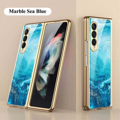 Dealggo | Marble Glass Case for Samsung Galaxy Z Fold 4 3 2 1 5G