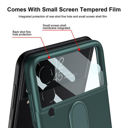 Original Back Screen Glass Matte Hard Cover With Finger-Ring For Samsung Z Flip3 5G - GiftJupiter