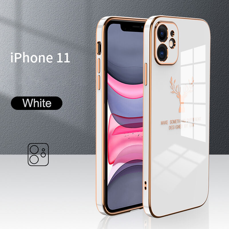 Luxury Plating Deer iPhone Case For 13, 12, 11, XS MAX, XR, XS, X, 8, 7, SE Series