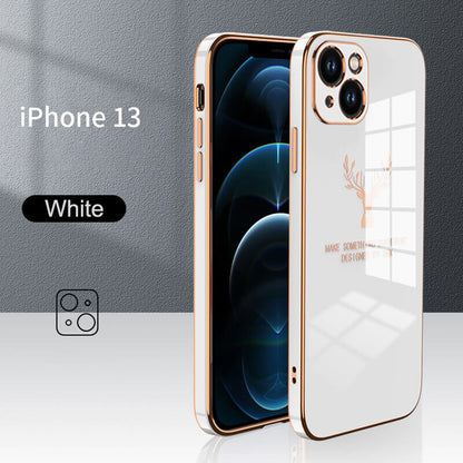 Luxury Plating Deer iPhone Case For 13, 12, 11, XS MAX, XR, XS, X, 8, 7, SE Series