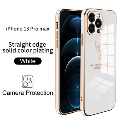 Luxury Plating Deer iPhone Case For 13, 12, 11, XS MAX, XR, XS, X, 8, 7, SE Series