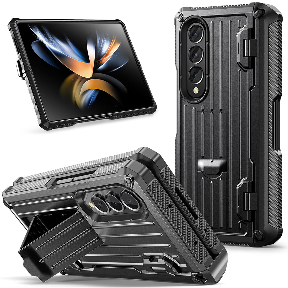 Newest Trolley Case Double-Cover Fold Mecha all-inclusive Rugged Phone Case For Galaxy Z Fold4 Fold3