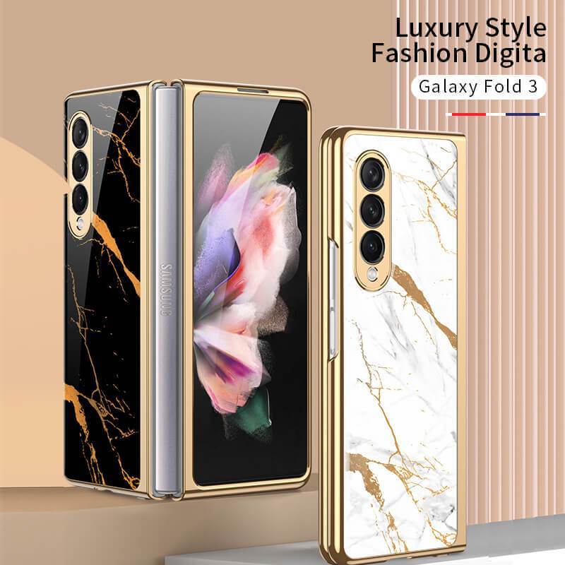 Marble Glass Case For Samsung Galaxy Z Fold 3 5G - GiftJupiter