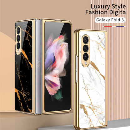 Dealggo | Marble Glass Case for Samsung Galaxy Z Fold 4 3 2 1 5G